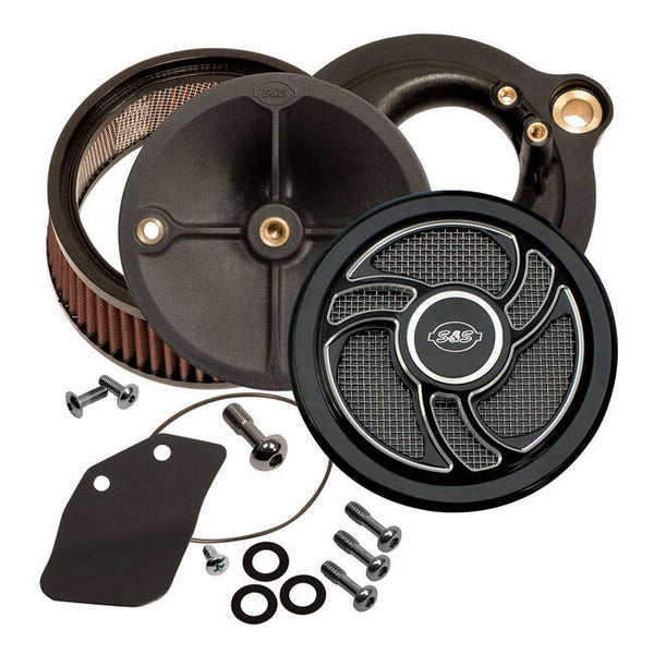 AIR CLEANER KIT BLACK, S&S STEALTH, TORKER. 18-21 Softail; 17-21 Touring; 17-21 Trikes  mcs nr 580349