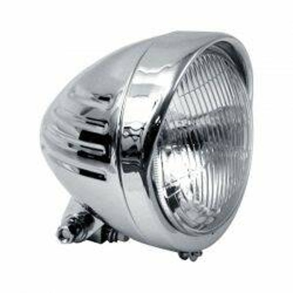 LIGHT. 5-3/4" RIBBED BULLET HEADLAMP WITH VISOR. CHROME mcs nr 940041
