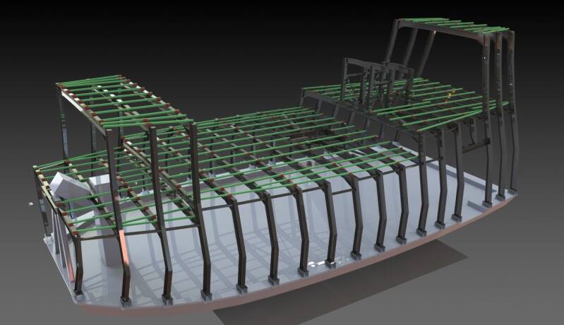 Structure en forme de de bateau