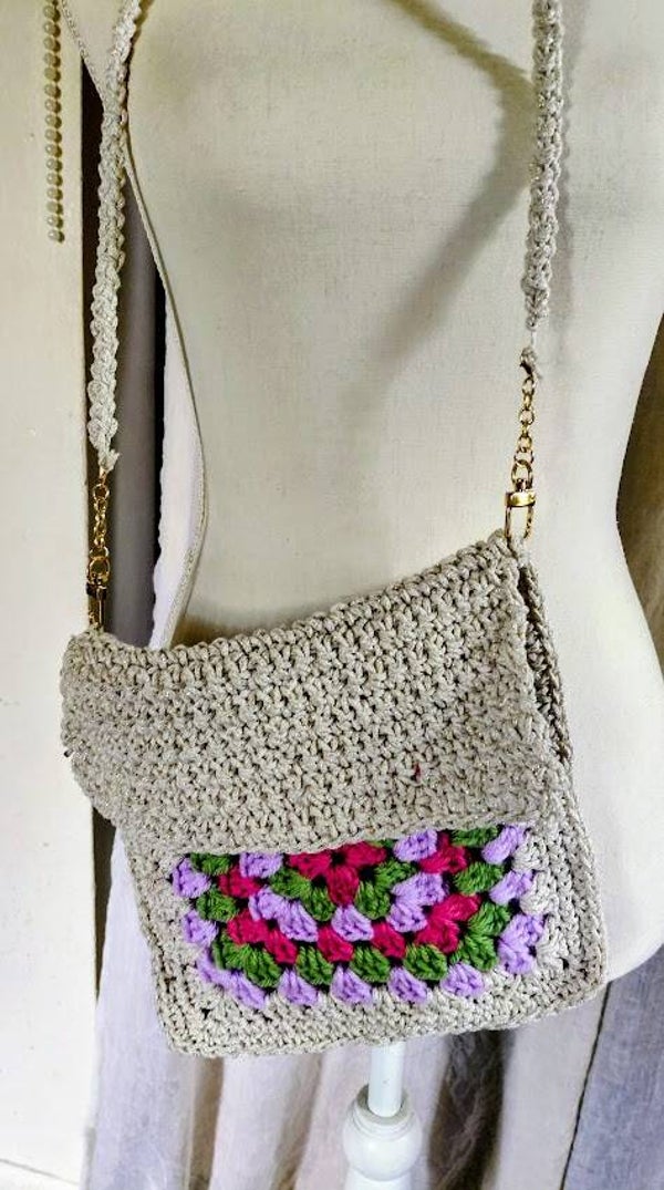 Pink/Green Granny Square Bag