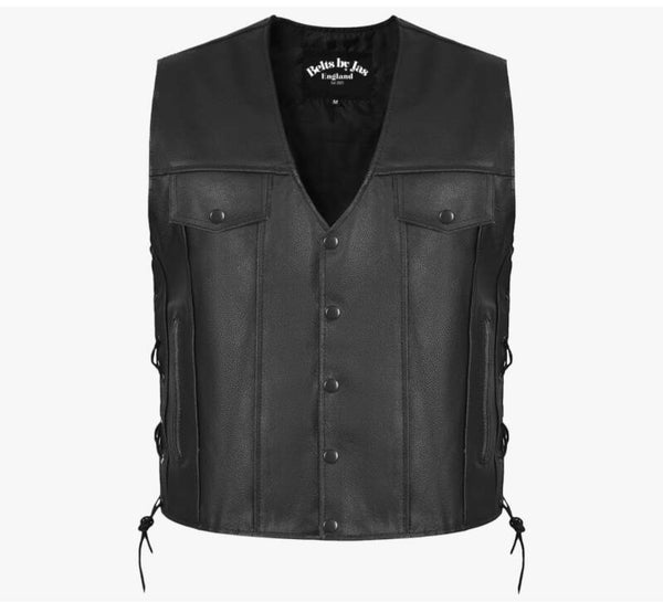 lace up sides Leather Motorcycle Vest