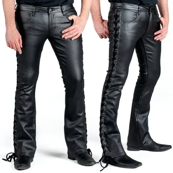 Hellraiser Side Laced Waxed Denim Jeans - Black