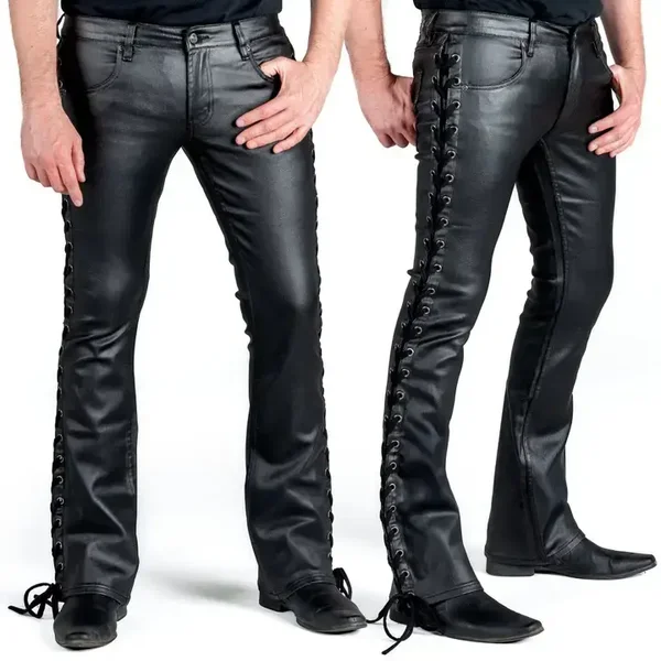 Hellraiser Side Laced Waxed Denim Jeans - Black