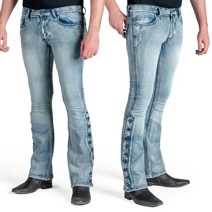 Hellraiser Side Button Jeans - Classic Blue