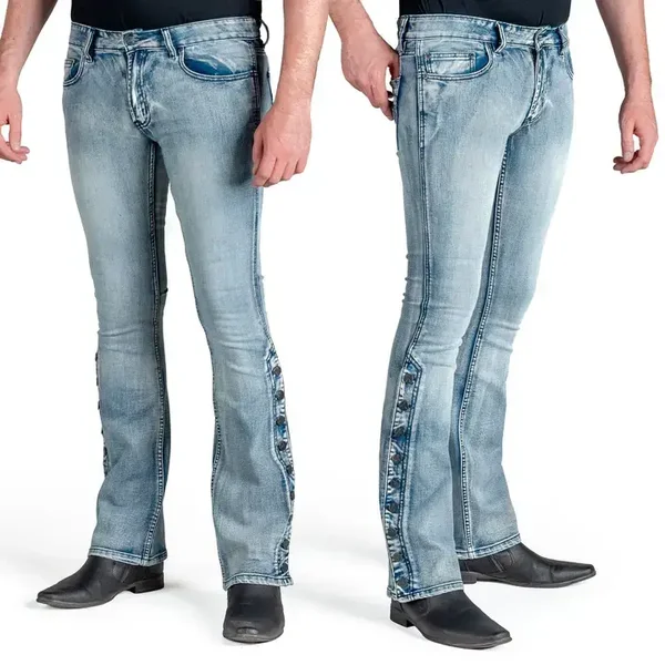 Hellraiser Side Button Jeans - Classic Blue