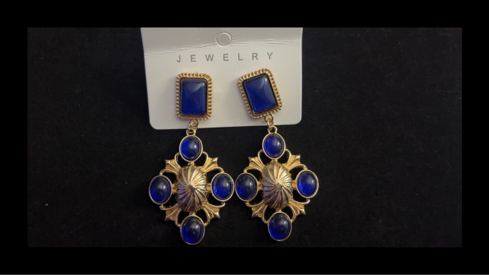 Vintage Blue and Gold Earrings