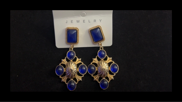 Vintage Blue and Gold Earrings
