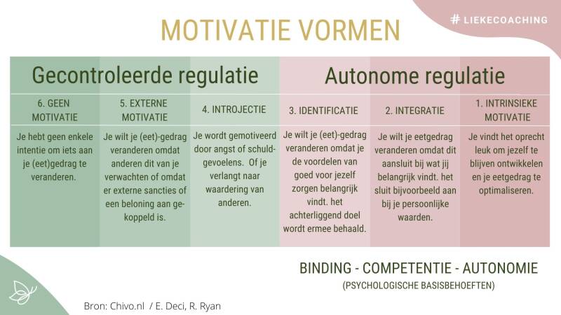 Vormen van motivatie voor het veranderen van eetgedrag