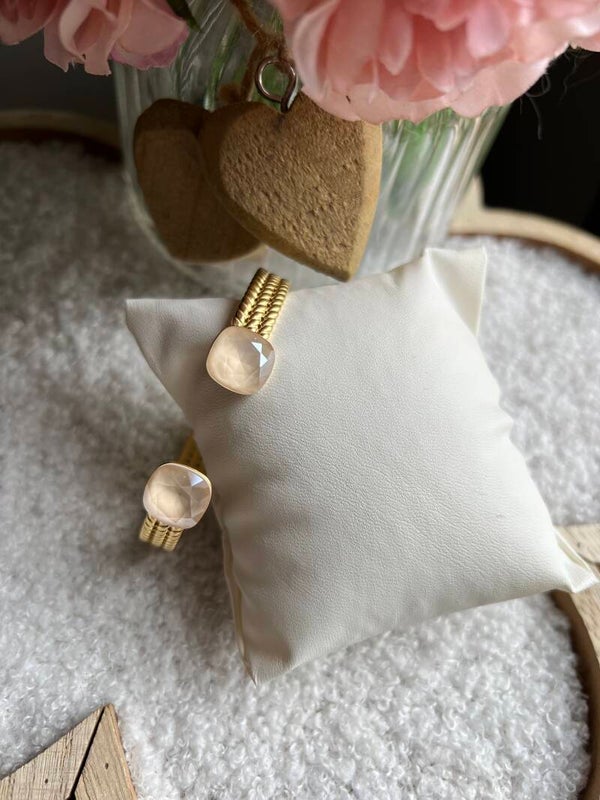 Jonc cristaux de Swarovski - Rose poudrée