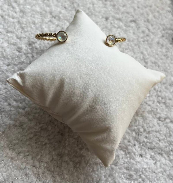 Jonc doré torsadé - Blanc