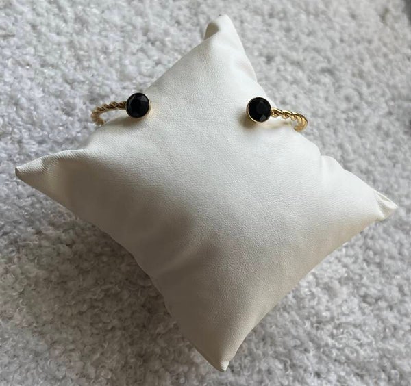 Jonc doré torsadé - Noir