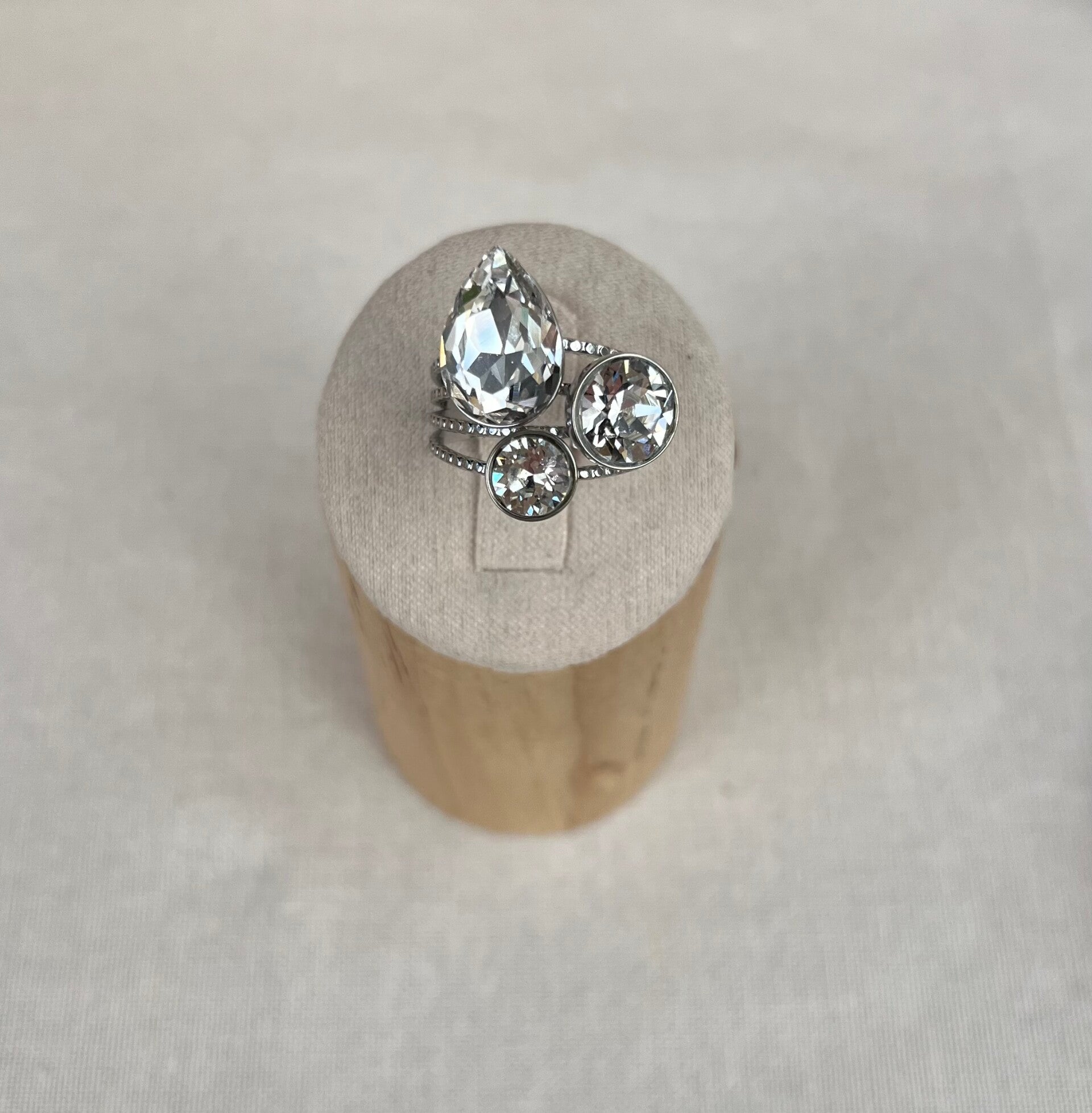 Bague goutte cristal - Argent