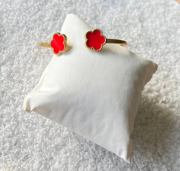 Jonc doré trèfle - Rouge