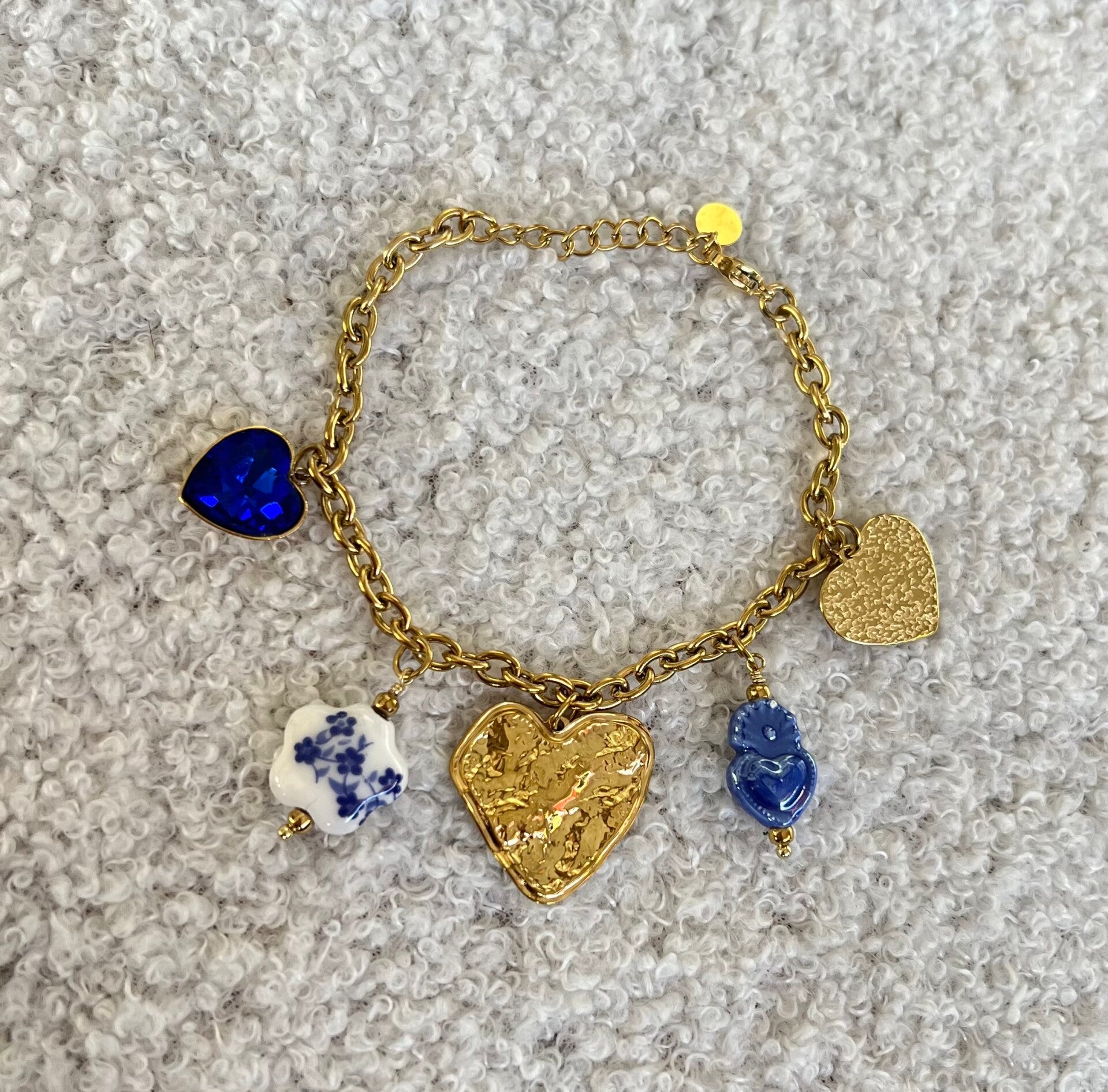 Bracelet charms cœur bleu
