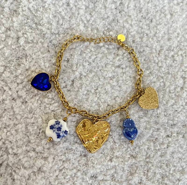 Bracelet charms cœur bleu