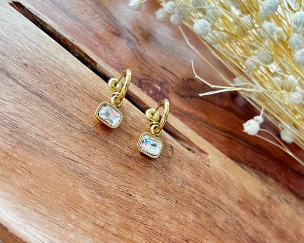 Boucles d’oreilles carrées - Cristal
