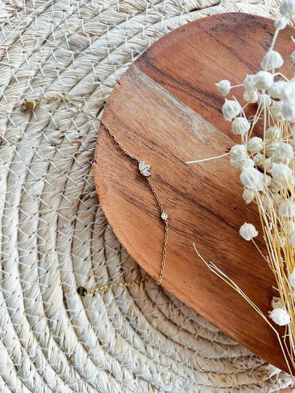 Bracelet éventail doré - Blanc