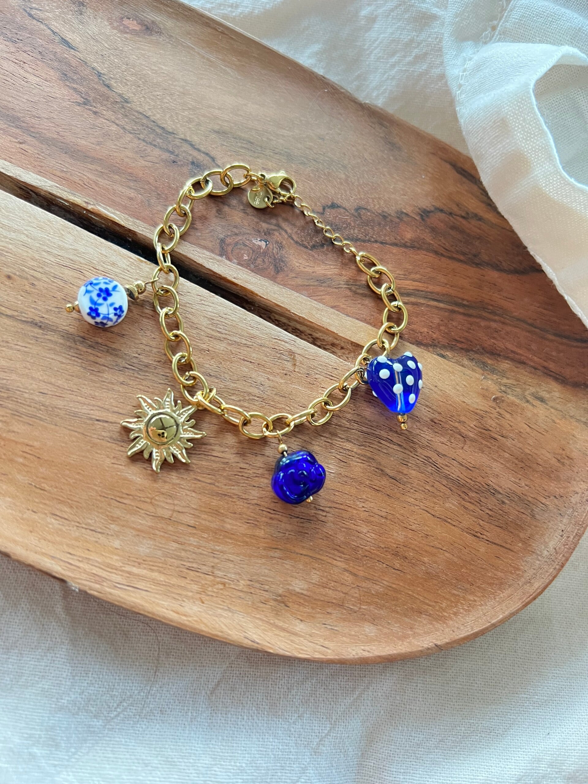 Bracelet charms - cœur bleu