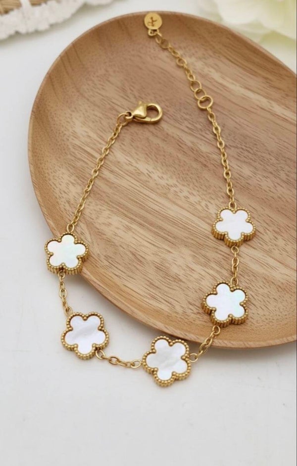 Bracelet trèfles - Blanc