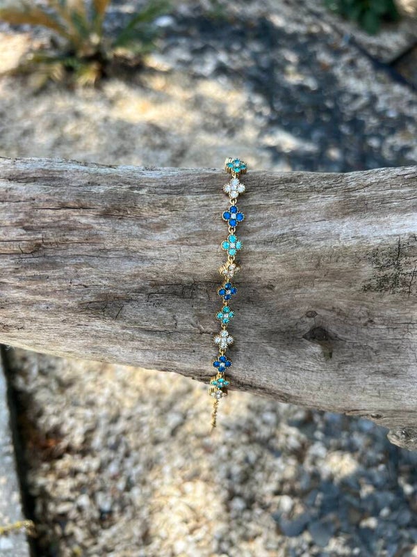 Bracelet trèfles - Bleu
