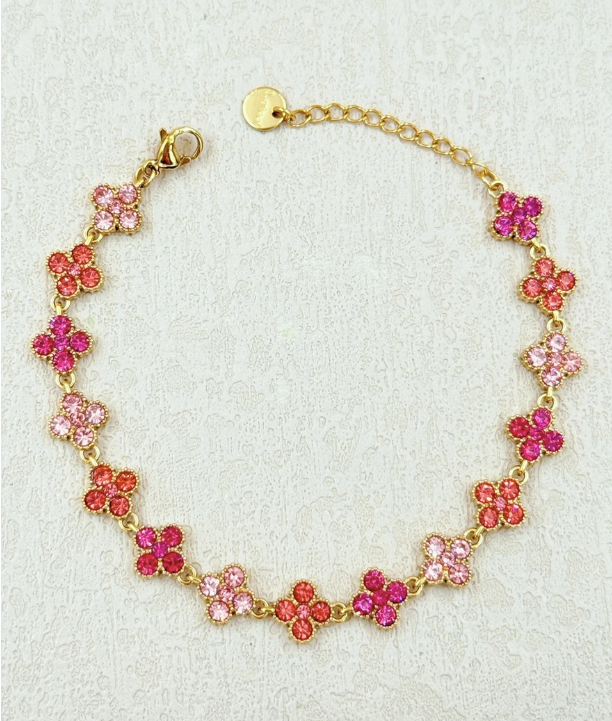 Bracelet trèfles - Trio rose