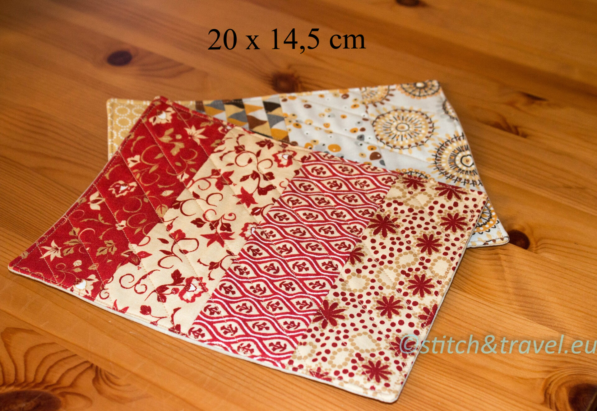 Posavasos alcochados rectangular, 20 x 14,5 cm, juego de 2 unidades