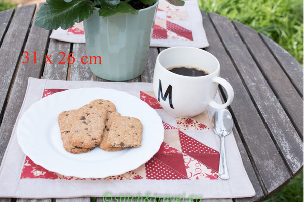 Manteles individuales acolchado hecho a mano, juego de 4 unidades, 31 x26 cm