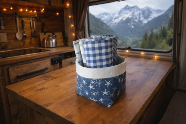 Cesta organizadora de tela hecho a mano, Utensilo de algodón