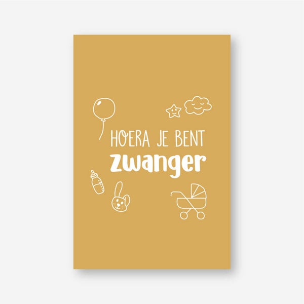 Mini kaartje - Hoera, je bent zwanger