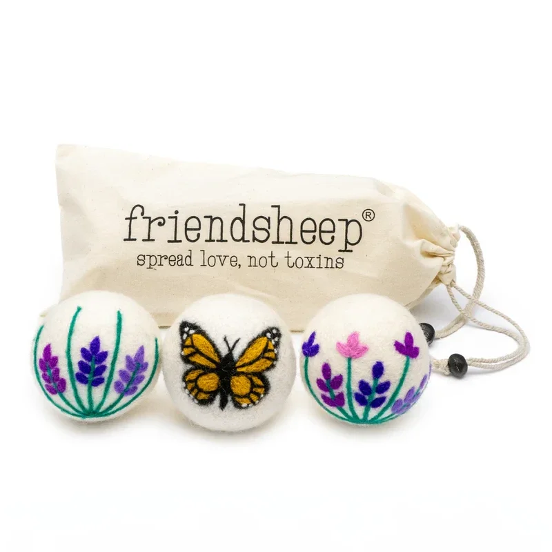 Drogerballen - Butterfly Lavender fields (vlinder met 2 bloemen) - Set 3 stuks