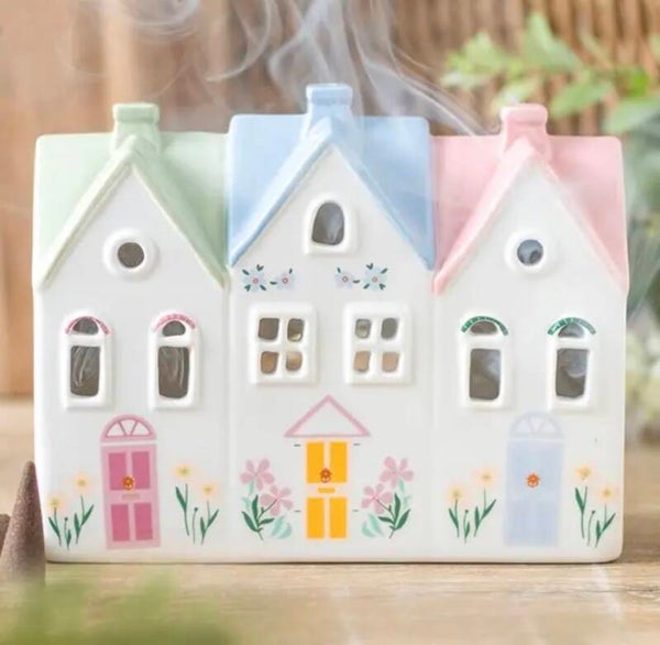 Pastel Huisjes - Theelicht en Wierook Kegel Houder