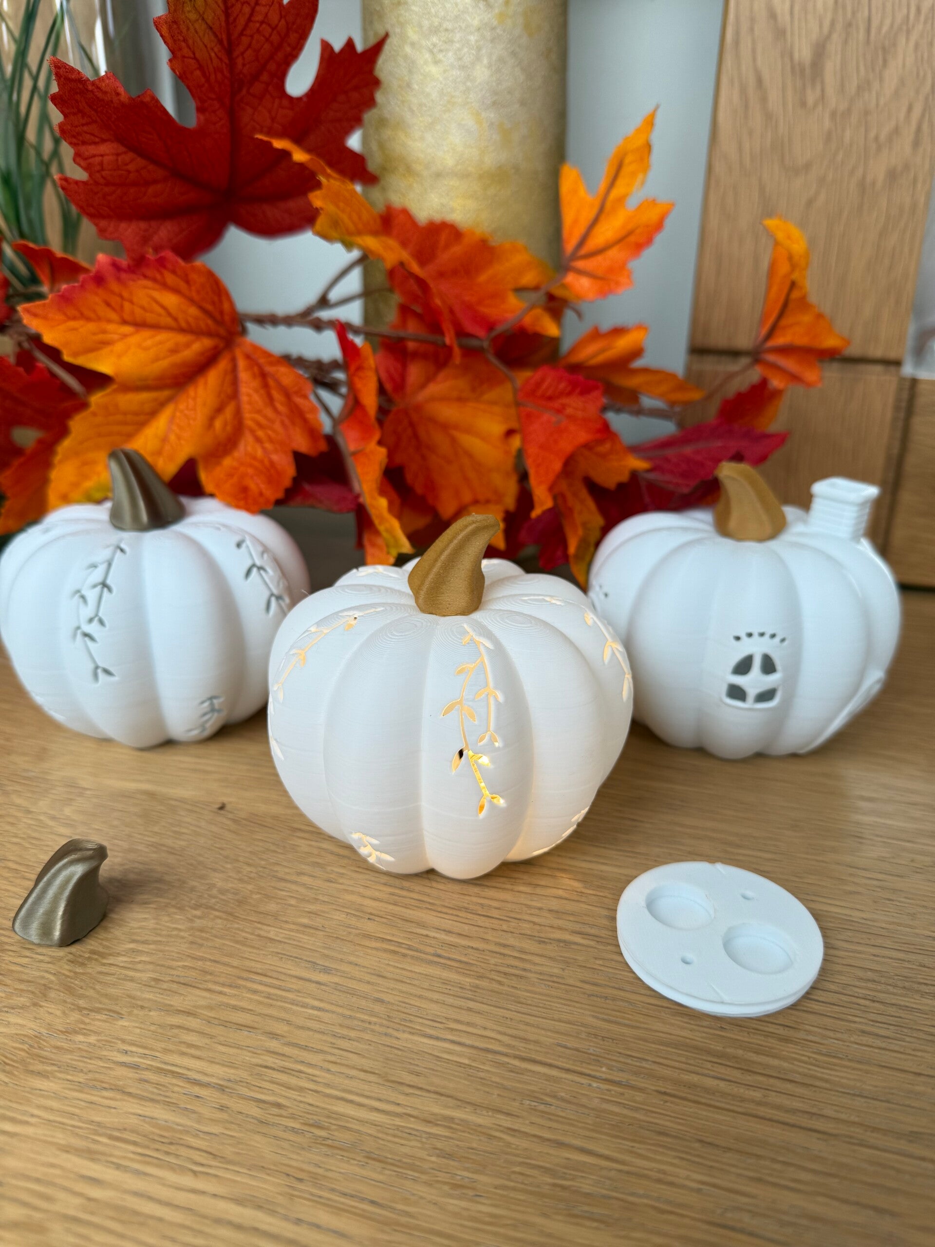 PRE-ORDER / OP MAAT - Van Lars - Pompoentje met blaadjes  - 3D geprint