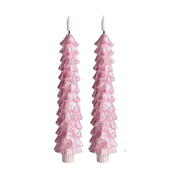 Led Candle - X-mas Tree Candle PINK - RC - Set van 2