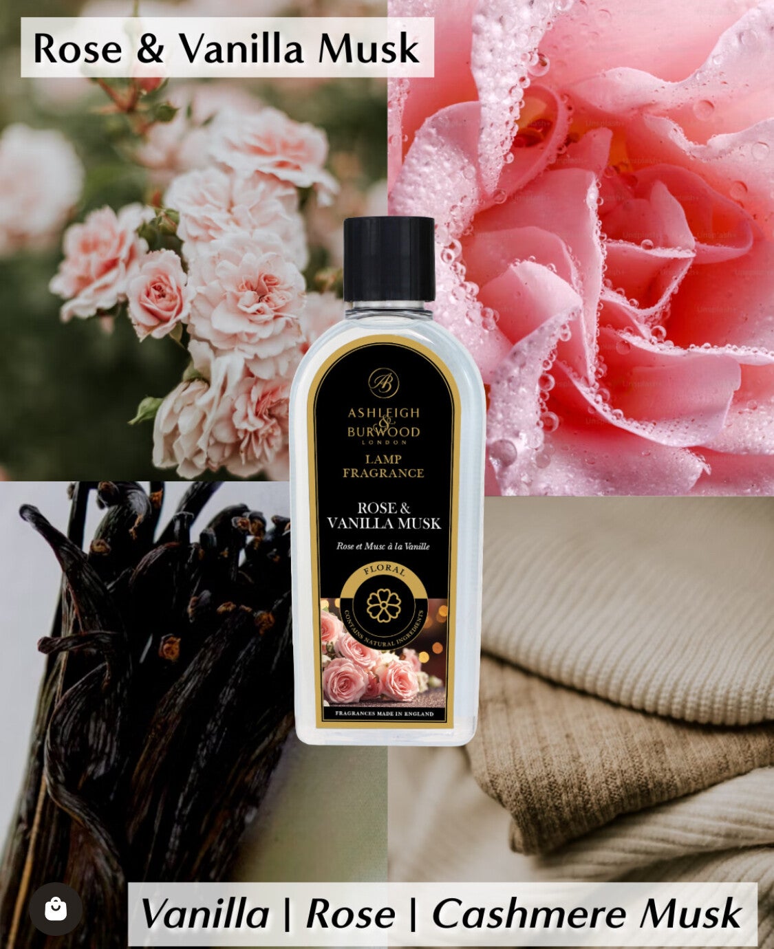 Ashleigh & Burwood fragrance oil - Rose & Vanilla Musk 500ml (voorheen White Christmas)