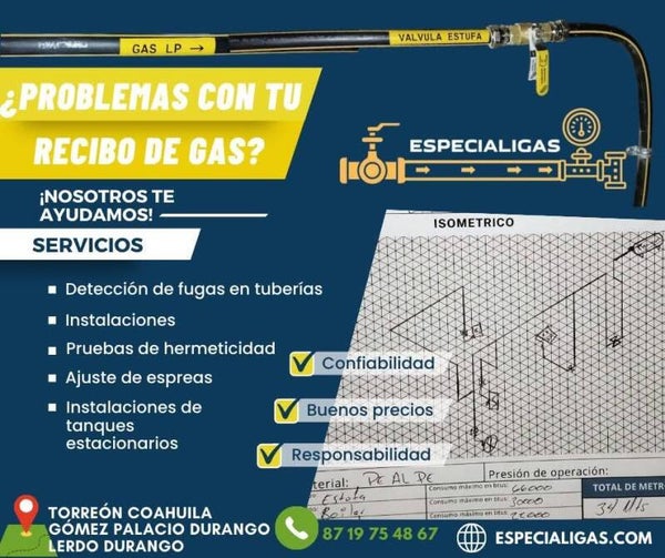 Instalaciones de tubería para gas natural y gas LP