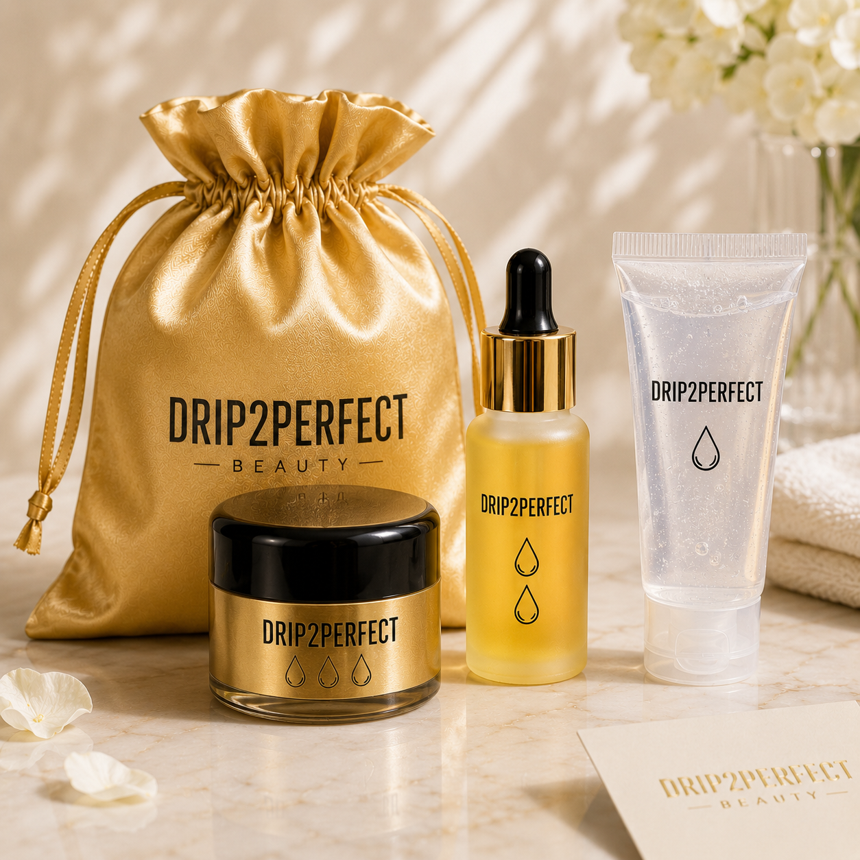 ✨Hydrate & Glow Mini's + Golden Satin Bag Bundle