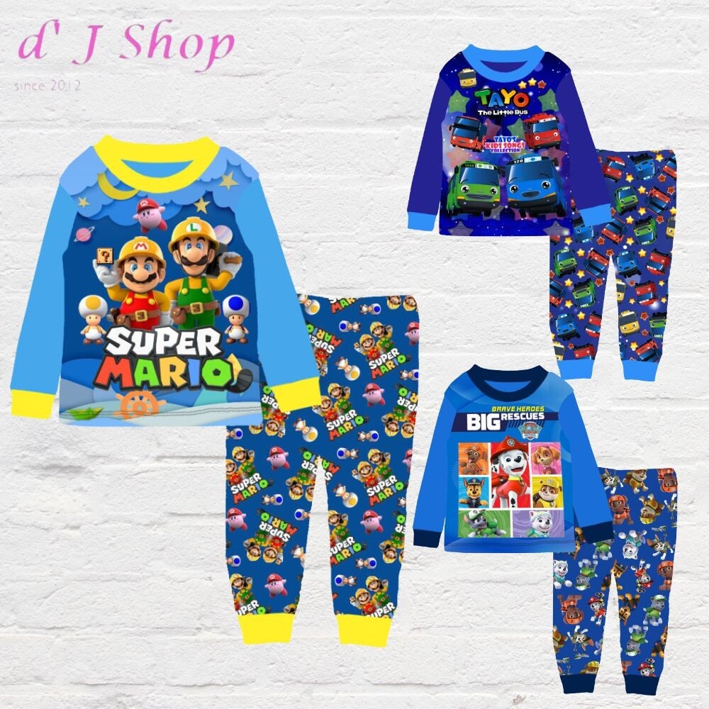 3 Years Old To 8 Years Old Pajamas Mario Brothers Pajamas Tayo the Little Bus Pajamas Paw Patrol Pajamas Kid's Sleepwear