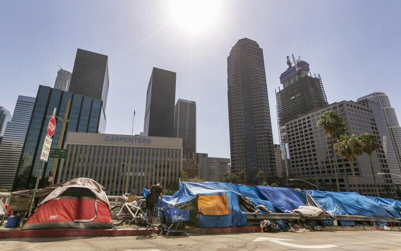 Skid Row image in Los Angeles, CA tents serve as homes