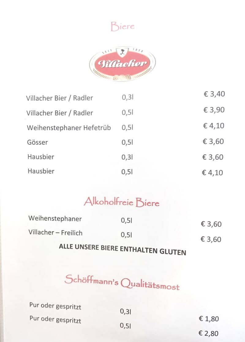 Speisekarte Michi's Strandbuffet St.Andrä Villach