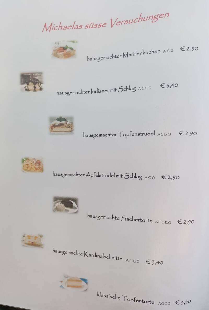 Speisekarte Michi's Strandbuffet St.Andrä Villach