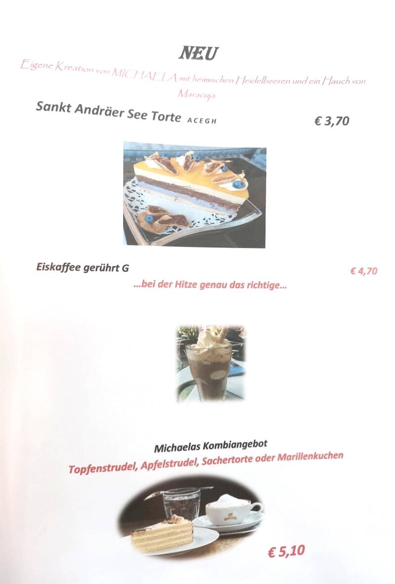 Speisekarte Michi's Strandbuffet St.Andrä Villach