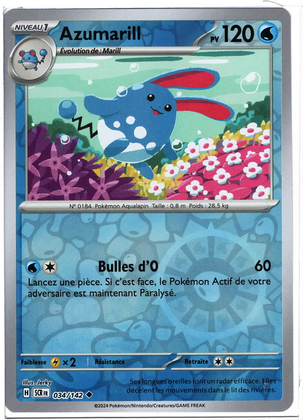 Carte Pokemon SCR fr 034/142 Azumarill - PV 120 - Eau - Reverse