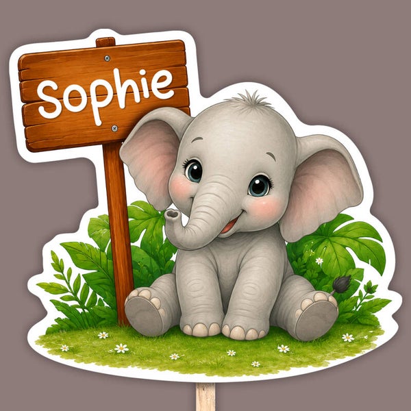 Geboortebord tuin | Olifant met naambord | Meisje