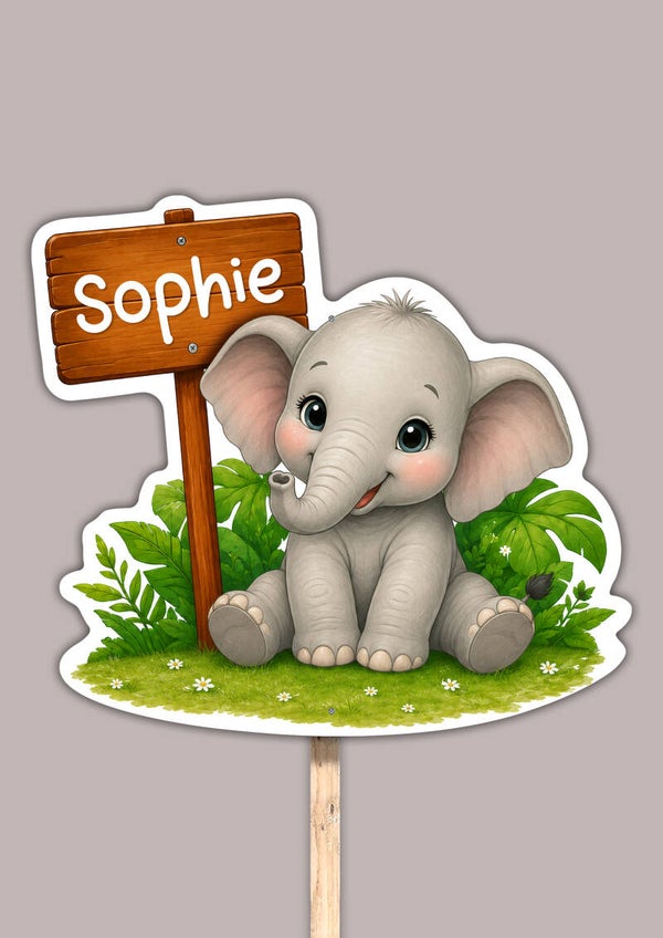 Geboortebord tuin | Olifant met naambord | Meisje