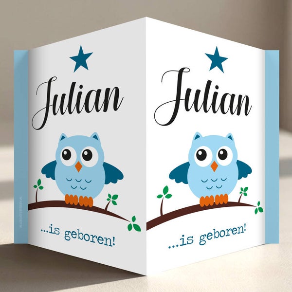 Geboortebord raam | Uiltje | Jongen