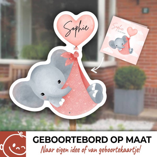 Geboortebord tuin van geboortekaartje of naar eigen idee