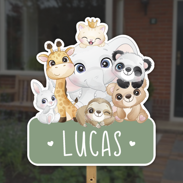Geboortebord groepje jungledieren | Jongen