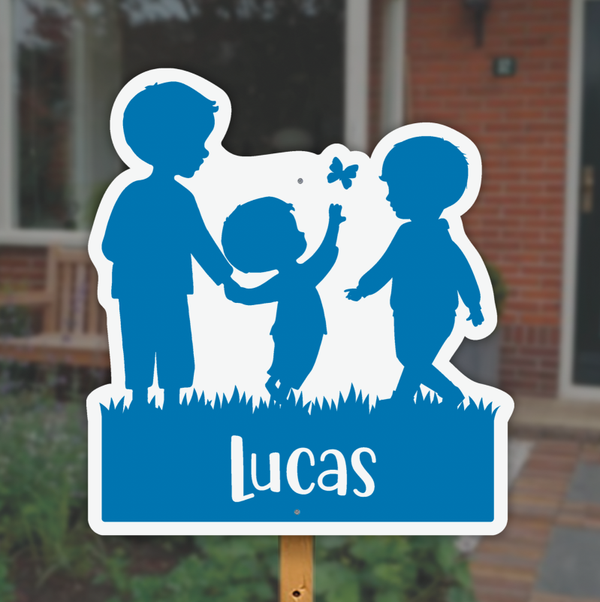 Geboortebord silhouette broers met klein broertje