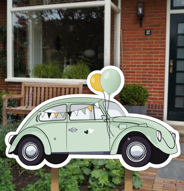 Geboortebord auto kever neutraal