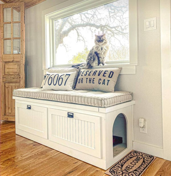 Discreet Cat Litter Box Bench